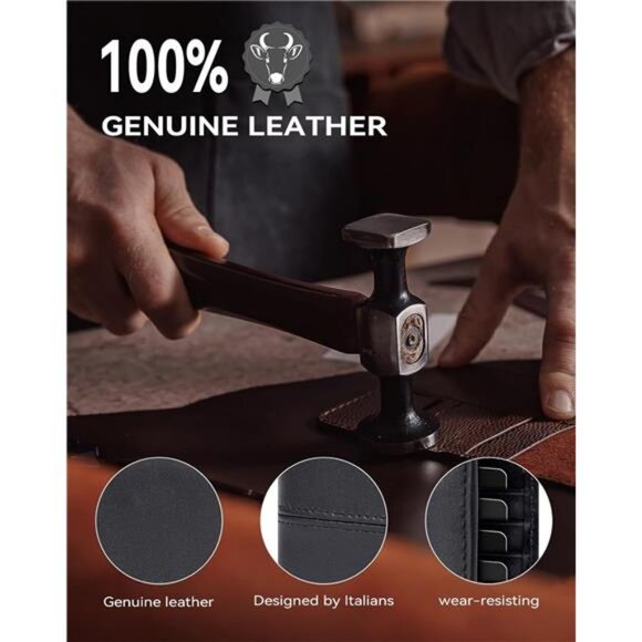 AirTag Wallet Mens RFID Blocking Genuine Bifold Leather Wallets air tag Wallet - Picture 4 of 7